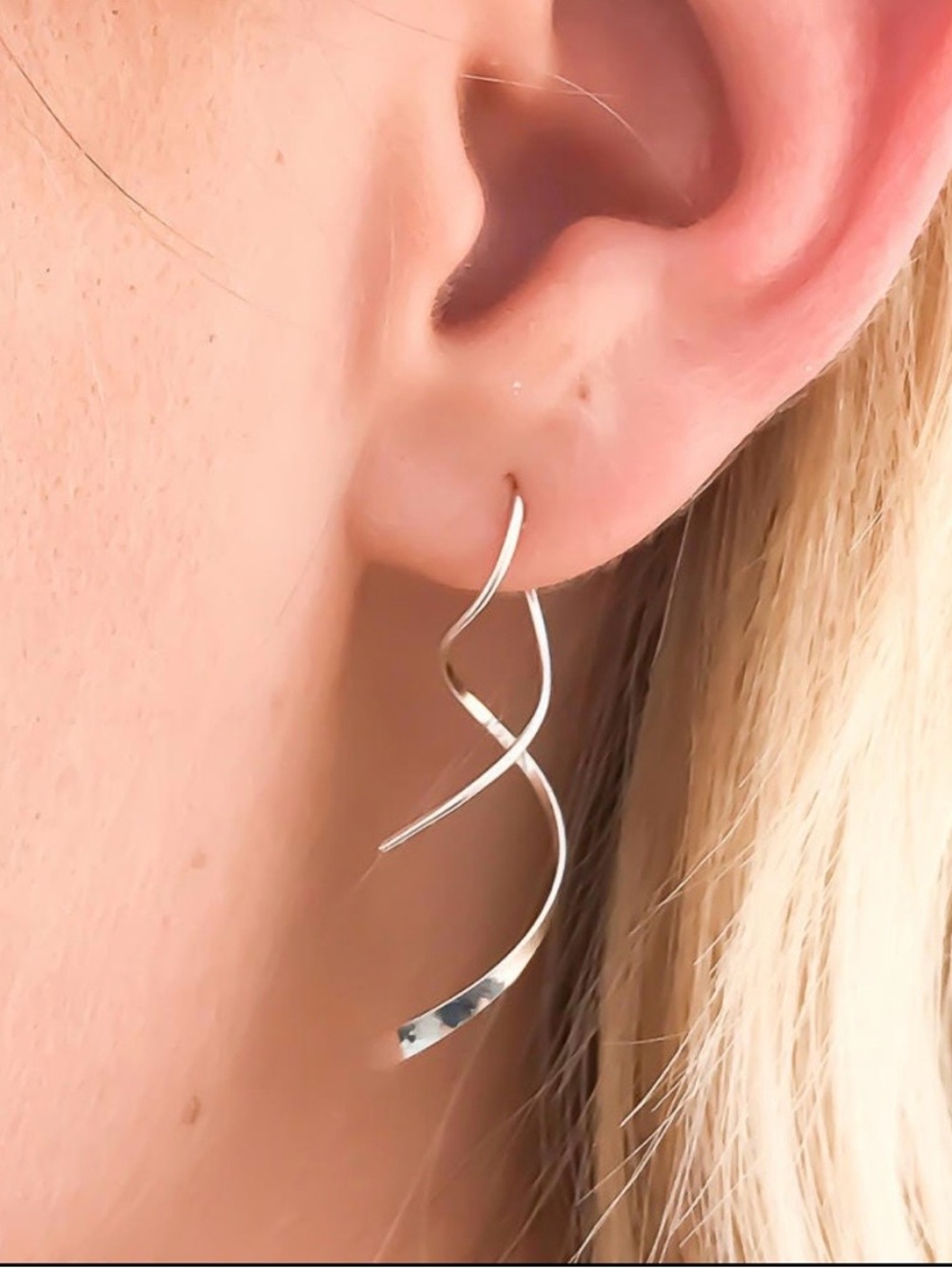 Metzakka Spiral Threader Earrings, 925 Sterling Silver | NWT Unopened
